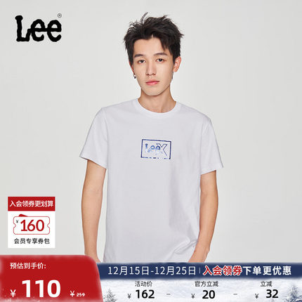 Lee25新品标准版圆领镭射徽标Logo男短袖T恤休闲潮流LMT0098114LE