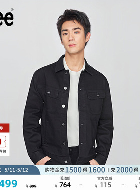 Lee舒适版翻领小Logo织标黑色男牛仔夹克外套休闲潮LMT010800201