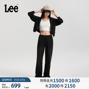 黑色女潮流 松紧腰抽绳设计宽松直筒休闲裤 Lee商场同款 26春夏新品