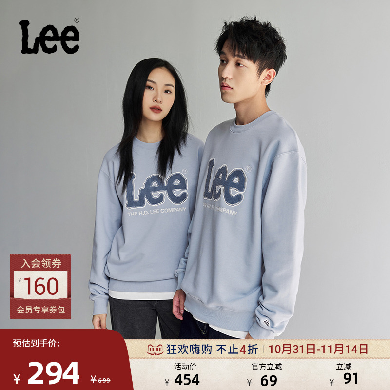 Lee大Logo男女同款长袖卫衣