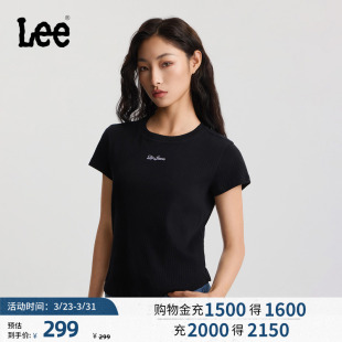 圆领小刺绣Logo设计女短袖 Lee商场同款 版 修身 T恤休闲潮 26春夏新品