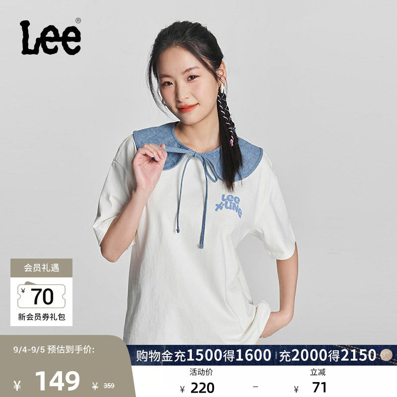 Lee舒适版圆领Logo字母印花图案日常女士短袖T恤休闲潮流LWT008图片
