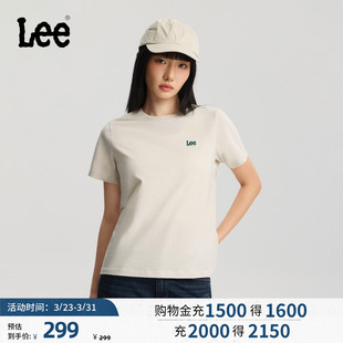 圆领刺绣Logo轻薄女短袖 标准版 T恤休闲潮流 26春夏新品 Lee商场同款