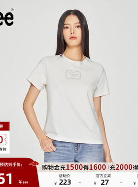Lee商场同款25新品标准版圆领蛇纹印花Logo女短袖T恤LWT010188K99