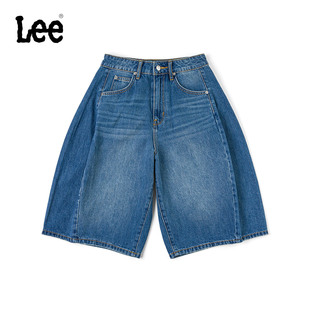 型牛仔短裤 Lee商场同款 设计宽松A字版 五袋款 中蓝色女潮 26春夏新品