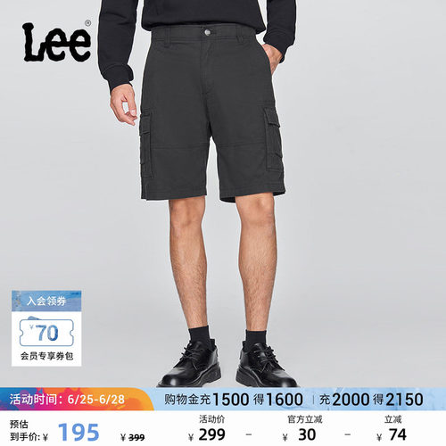 Lee经典工装口袋设计宽松直筒户外休闲短裤显瘦潮流LMB009967209