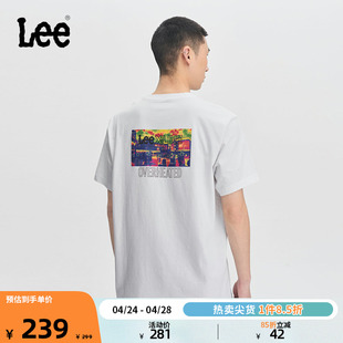 图案印花白色男圆领短袖 K14 T恤LMT0081364LE 舒适版 Lee24春夏新品