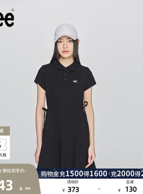 Lee修身版翻领黑色女士短袖polo连衣裙显瘦休闲潮流LWT009861205