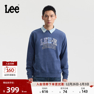卫衣潮LMT010842204 圆领植绒印花Logo男长袖 Lee25秋冬新品 舒适版