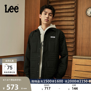 翻领绗缝黑色男轻薄羽绒服夹克外套休闲潮LMT009008206 Lee舒适版