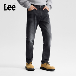 男牛仔裤 Lee舒适中腰锥形五袋款 休闲潮流A08791 黑灰 微锥直筒裤