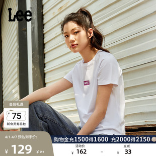 圆领闪粉印花Logo女士短袖 T恤休闲潮流LWT0098664LE 经典 Lee标准版