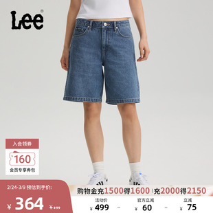 Lee26春夏新品经典五袋款设计百慕大牛仔短裤女中深蓝潮流A10150