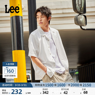 衬衫 翻领Logo徽标印花天丝白色男短袖 LMT009796207 经典 Lee宽松版