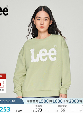Lee商场同款宽松版圆领大Logo字母印花女长袖卫衣潮LWT009188201