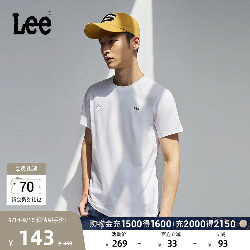 Lee商场同款修身版圆领Logo印花男短袖T恤休闲潮流LMT010172K99图片