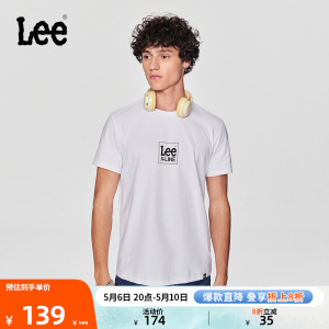 Lee24春夏新品标准版字母印花男圆领短袖T恤休闲潮LMT0081114LE