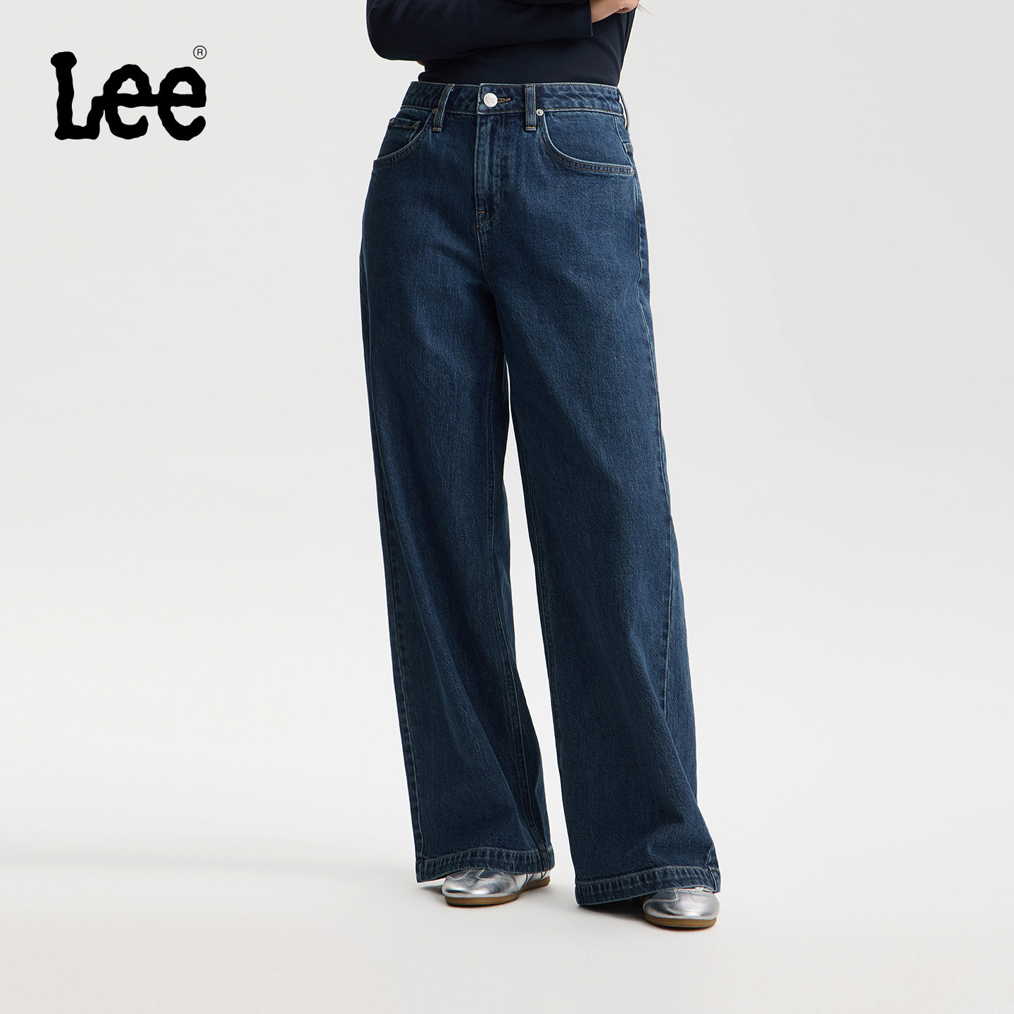 【张凌赫代言】Lee26春夏新品430超A阔腿牛仔裤中腰中深蓝女潮流,女装/女士精品,牛仔裤,淘宝优惠券,粉丝福利购,淘宝优惠卷