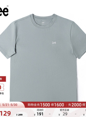 Lee商场同款舒适版男友风圆领刺绣Logo灰色女短袖T恤LWT0099604LE