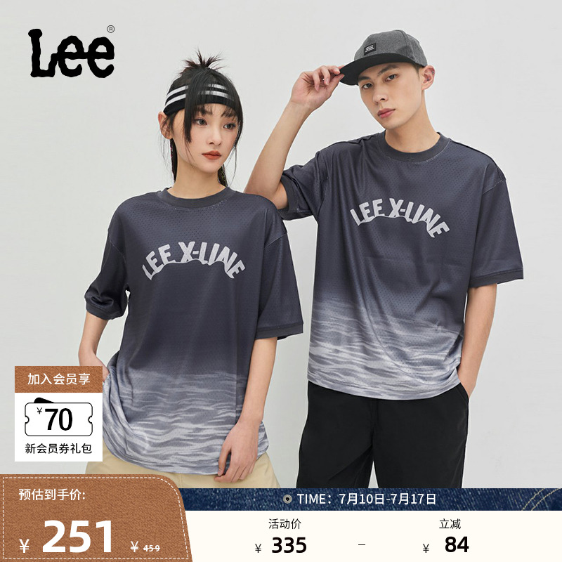 Lee渐变海蓝色男女同款短袖T恤