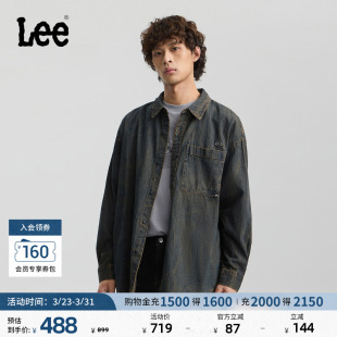 牛仔衬衫 翻领复古深蓝色男长袖 潮LMT0113015FQ 宽松版 Lee商场同款