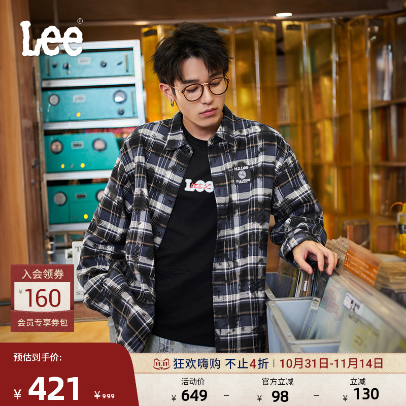 Lee舒适版宽松格纹长袖衬衫
