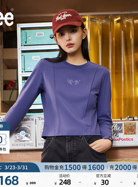 Lee舒适版日常经典圆领胶印图案女士长袖T恤休闲潮流LWT009856K99