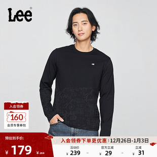 T恤休闲LMT0108473RX 圆领小Logo贴布男长袖 Lee25秋冬新品 标准版