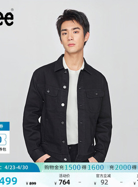 Lee舒适版翻领小Logo织标黑色男牛仔夹克外套休闲潮LMT010800201