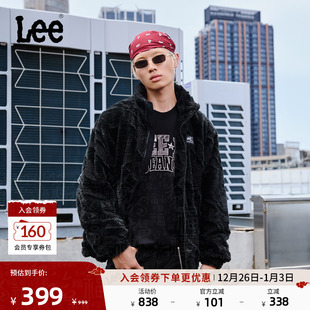 摇粒绒棉服外套 立领织标Logo黑色男女同款 Lee25秋冬新品 舒适版