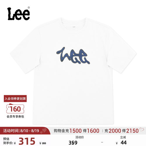 Lee舒适版圆领短袖T恤 胸前涂鸦风格设计