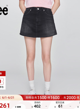 Lee日常经典五袋款设计黑灰色女士牛仔裙裤休闲潮流LWB009914201