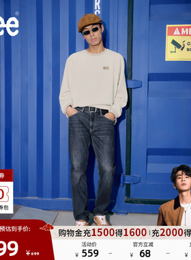 【张凌赫代言】Lee25冬新723修身中腰直筒磨毛深蓝色男保暖牛仔裤