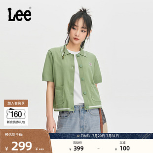Lee舒适版 休闲潮流LWT008245201 绿色女翻领针织短袖 polo衫