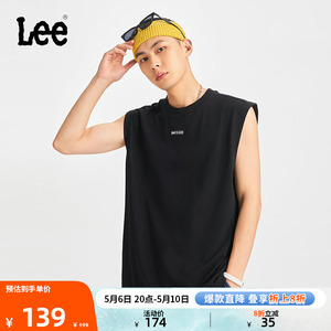 Lee24春夏新品舒适版织标Logo黑色男无袖T恤潮流LMT0081474LE-K11