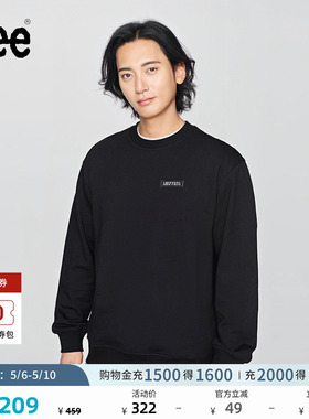 Lee舒适版经典圆领金属Logo贴标男长袖卫衣休闲潮流LMT010833204