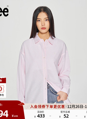 Lee商场同款25新品Oversize条纹宽松女长袖衬衫休闲LWT007717201