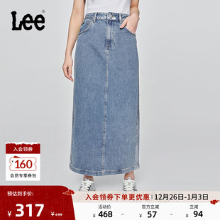 箔片效果中蓝色女牛仔直筒半裙休闲潮A08077 五袋款 Lee25新品 经典