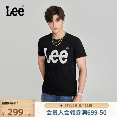 Lee大Logo印花圆领男款短袖T恤