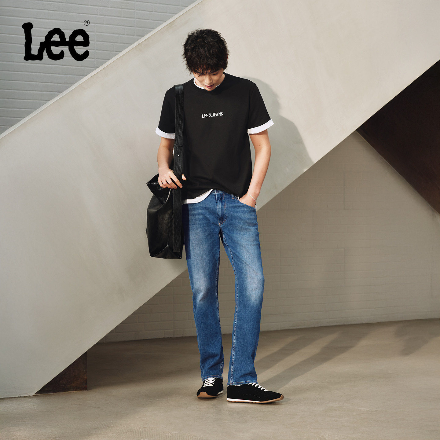 【张凌赫代言】Lee26春夏新品直筒牛仔裤男蓝色防晒凉感凉凉裤潮