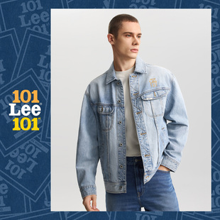 101 Lee101J 舒适版 26春夏新品 刺绣浅蓝色男潮 骑士夹克商场同款