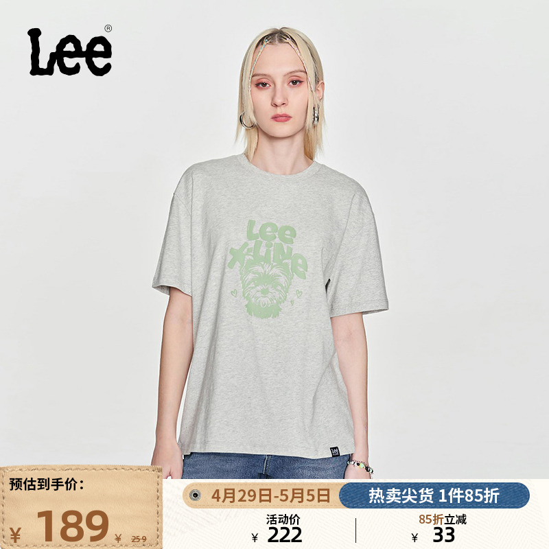 Lee24春夏新品舒适版男友风字母印花圆领女短袖T恤潮LWT0082494LE 女装/女士精品 T恤 原图主图