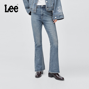 426修身 Lee25秋冬新品 微喇天丝复古中蓝女牛仔裤 张凌赫代言