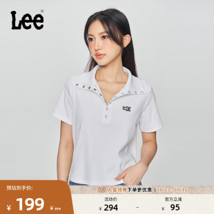 polo衫 Lee25新品 翻领闪光徽标Logo女短袖 版 休闲LWT009859207 修身