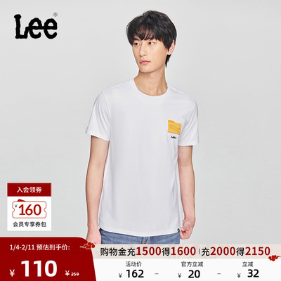 Lee25新品标准版圆领Logo字母印花男短袖T恤休闲潮流LMT0098144LE