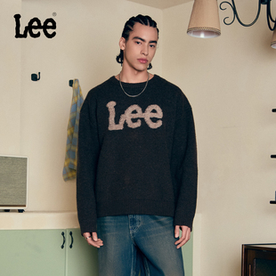 Lee软fufu商场款 圆领大Logo设计男毛衣LMT011199101 25冬新宽松版
