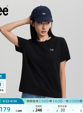 Lee26春夏新品经典圆领箔印Logo图案女短袖T恤休闲潮LWT0121944LE