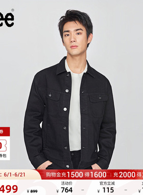 Lee舒适版翻领小Logo织标黑色男牛仔夹克外套休闲潮LMT010800201