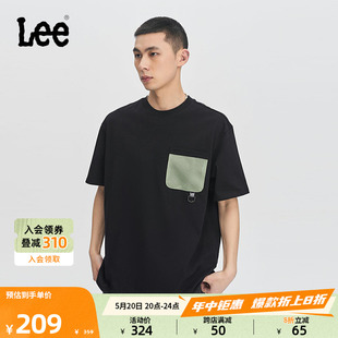 Lee24春夏新品 T恤休闲LMT0081403RX 圆领网眼口袋设计男短袖 舒适版