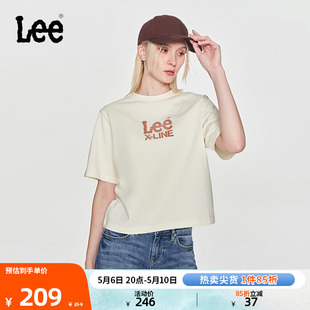 字母印花米白色女短袖 T恤潮LWT0082484LE 舒适版 Lee24春夏新品 173